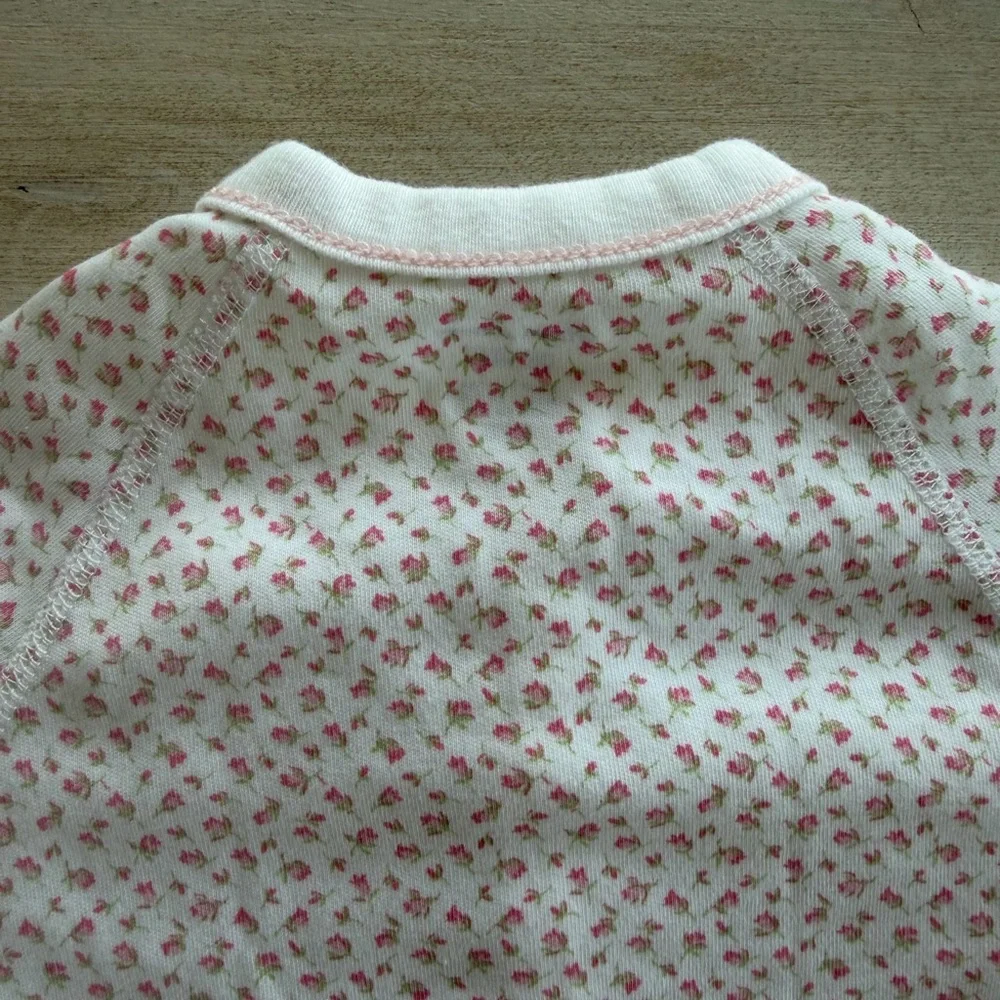 Ralph Lauren Baby Girl White and Pink Floral Print Footie 3 Months